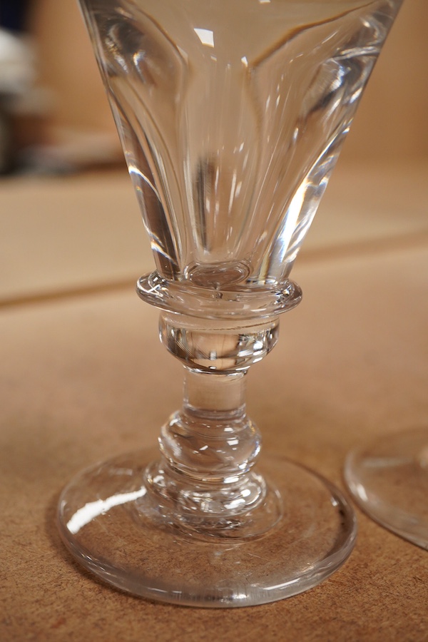 Two late 18th century toastmaster’s glasses, tallest 11.5cm, one af